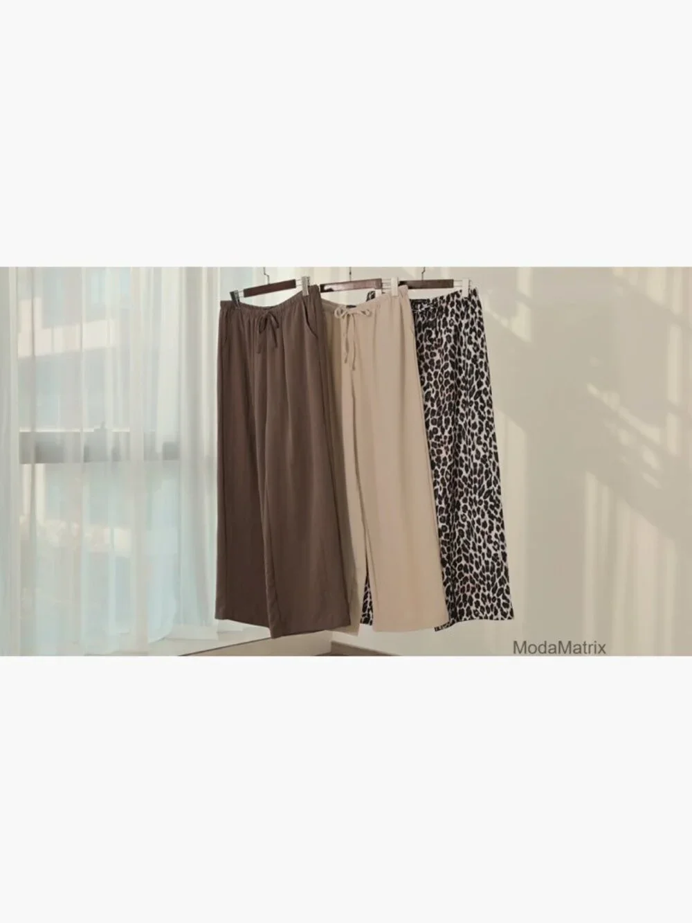 Wide Leg Palazzo Pants Drawstring Elastic Waist with Pockets Flowy Summer - Picture 6 of 7